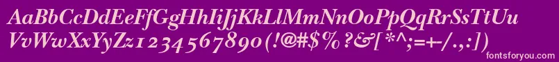 ItcNewBaskervilleBoldItalicOldStyleFigures Font – Pink Fonts on Purple Background