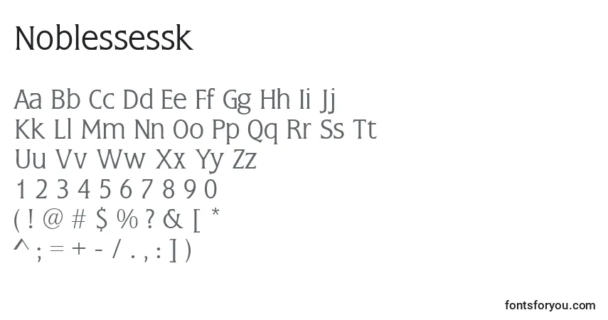 Шрифт Noblessessk – алфавит, цифры, специальные символы