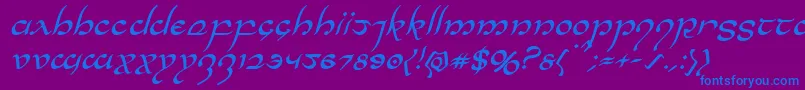 Halfelvenital Font – Blue Fonts on Purple Background