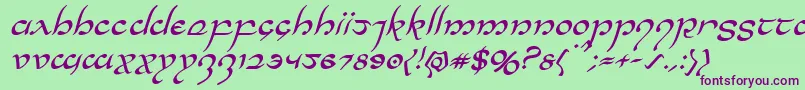 Halfelvenital Font – Purple Fonts on Green Background