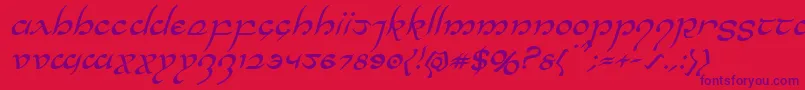 Halfelvenital-Schriftart – Violette Schriften auf rotem Hintergrund