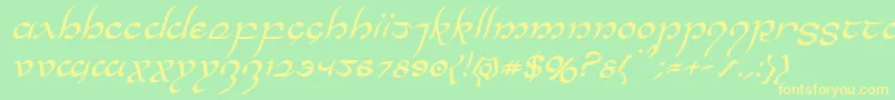 Halfelvenital Font – Yellow Fonts on Green Background