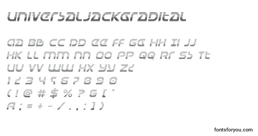 Schriftart Universaljackgradital – Alphabet, Zahlen, spezielle Symbole
