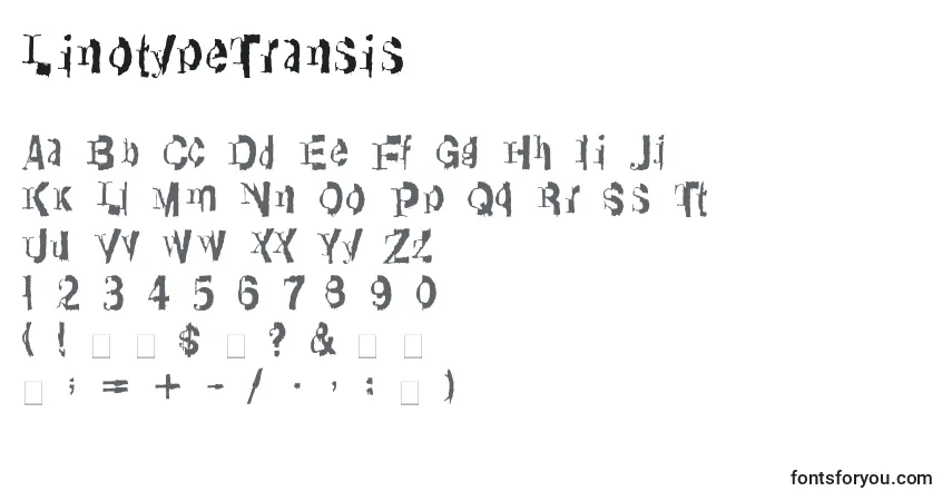 A fonte LinotypeTransis – alfabeto, números, caracteres especiais