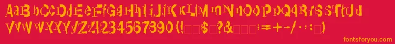 フォントLinotypeTransis – 赤い背景にオレンジの文字