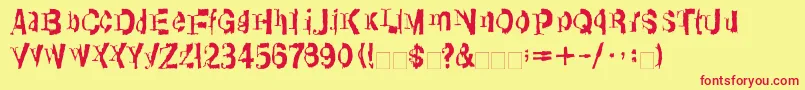 LinotypeTransis-fontti – punaiset fontit keltaisella taustalla
