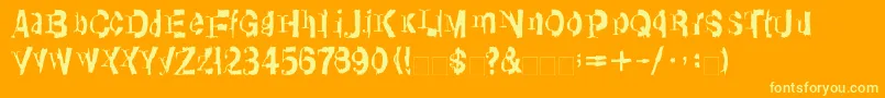 LinotypeTransis-fontti – keltaiset fontit oranssilla taustalla