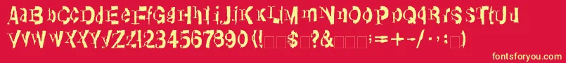 LinotypeTransis-fontti – keltaiset fontit punaisella taustalla