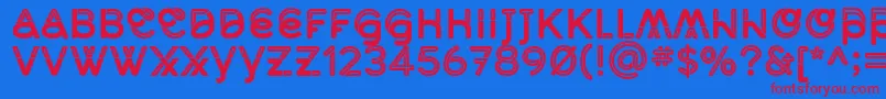 MidcaseBoldline-Schriftart – Rote Schriften auf blauem Hintergrund