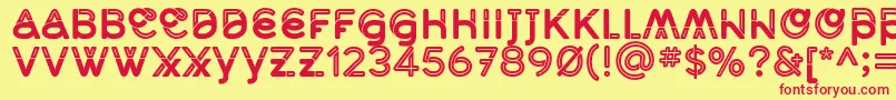 フォントMidcaseBoldline – 赤い文字の黄色い背景