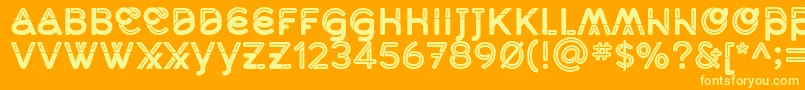 MidcaseBoldline-Schriftart – Gelbe Schriften auf orangefarbenem Hintergrund