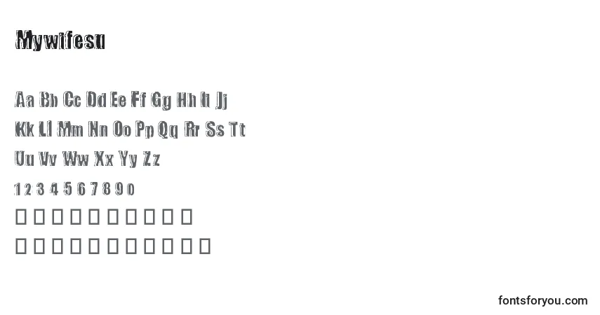 A fonte Mywifesu – alfabeto, números, caracteres especiais