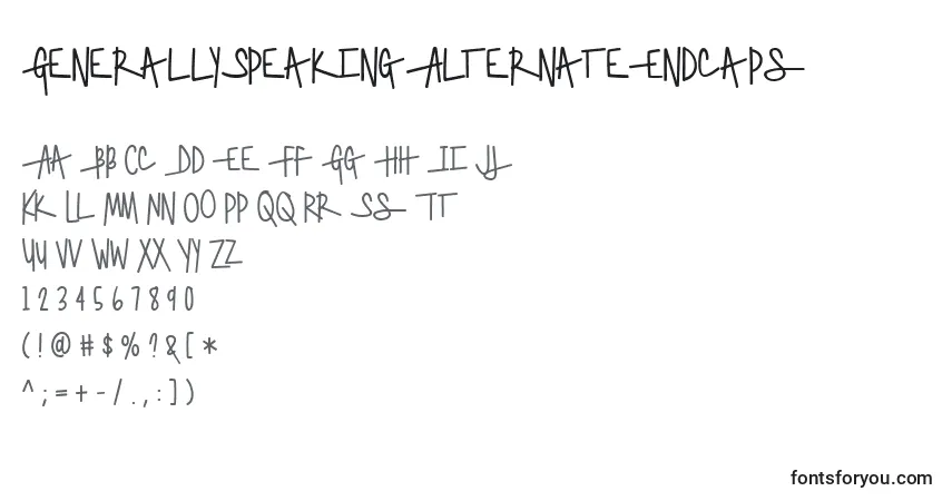 Czcionka GenerallySpeakingAlternateEndcaps – alfabet, cyfry, specjalne znaki