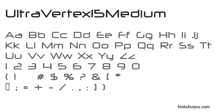 A fonte UltraVertex15Medium – alfabeto, números, caracteres especiais
