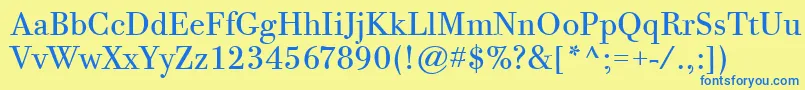 BodoniTwelveItcTtBook-Schriftart – Blaue Schriften auf gelbem Hintergrund