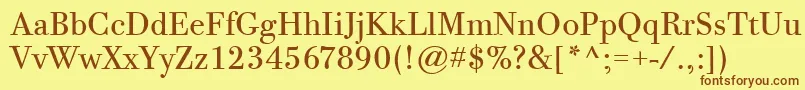 BodoniTwelveItcTtBook Font – Brown Fonts on Yellow Background