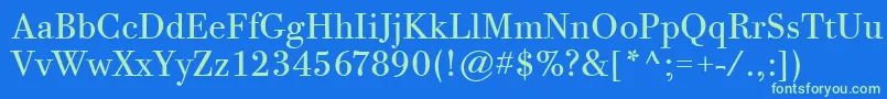 BodoniTwelveItcTtBook Font – Green Fonts on Blue Background
