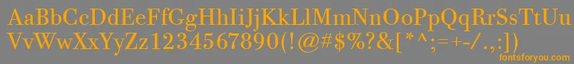 BodoniTwelveItcTtBook-Schriftart – Orangefarbene Schriften auf grauem Hintergrund