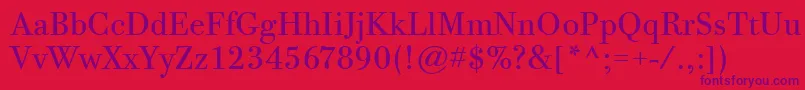 フォントBodoniTwelveItcTtBook – 赤い背景に紫のフォント