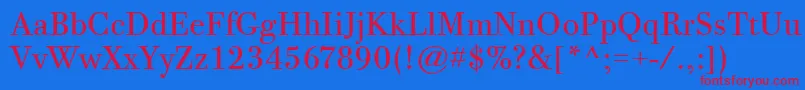 BodoniTwelveItcTtBook Font – Red Fonts on Blue Background