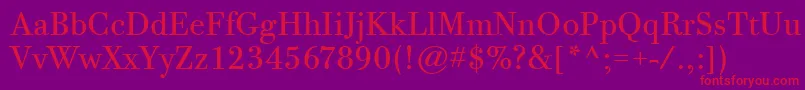 BodoniTwelveItcTtBook-Schriftart – Rote Schriften auf violettem Hintergrund