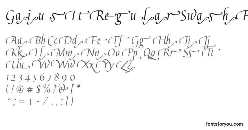 A fonte GaiusLtRegularSwashEnd – alfabeto, números, caracteres especiais