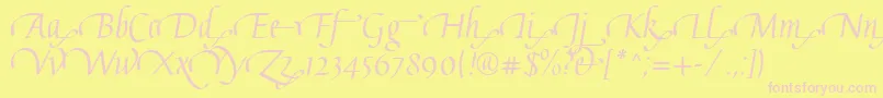 GaiusLtRegularSwashEnd-Schriftart – Rosa Schriften auf gelbem Hintergrund