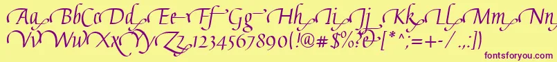 GaiusLtRegularSwashEnd Font – Purple Fonts on Yellow Background