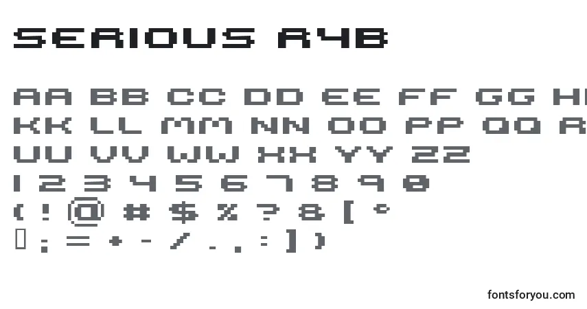 Schriftart Serious R4b – Alphabet, Zahlen, spezielle Symbole