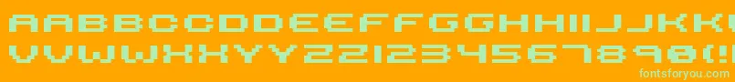Serious R4b-Schriftart – Grüne Schriften auf orangefarbenem Hintergrund