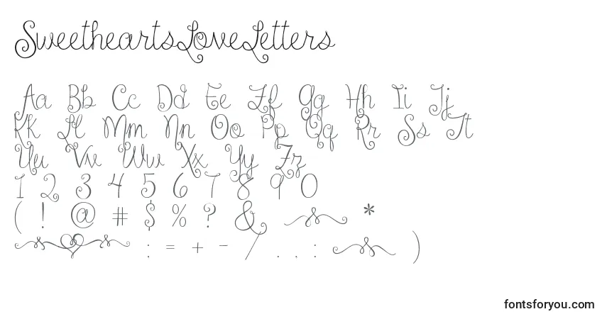 Шрифт SweetheartsLoveLetters – алфавит, цифры, специальные символы