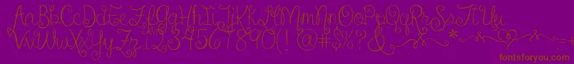 SweetheartsLoveLetters-Schriftart – Braune Schriften auf violettem Hintergrund