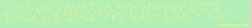 SweetheartsLoveLetters Font – Yellow Fonts on Green Background