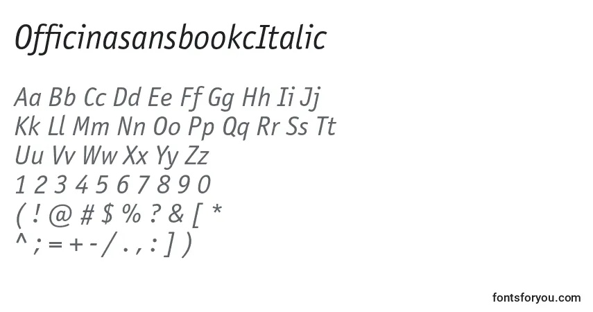 Шрифт OfficinasansbookcItalic – алфавит, цифры, специальные символы