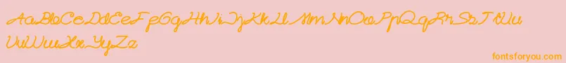 CatatanHarian-Schriftart – Orangefarbene Schriften auf rosa Hintergrund