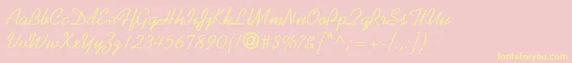 Fonte KaufmannLtRoman – fontes amarelas em um fundo rosa
