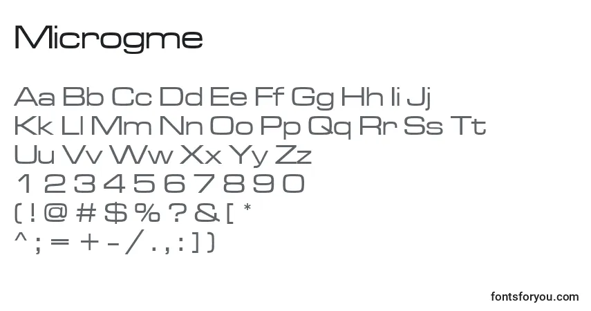 Microgme-fontti – aakkoset, numerot, erikoismerkit