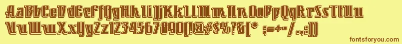 Littledeucecoupenf Font – Brown Fonts on Yellow Background