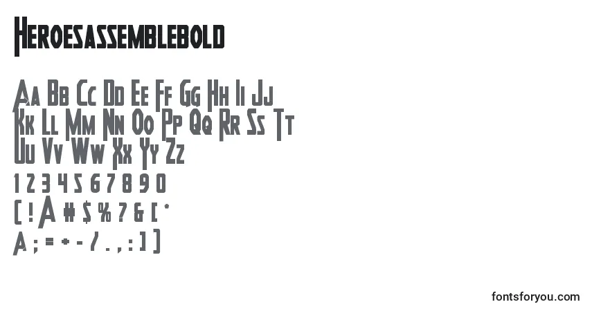 Schriftart Heroesassemblebold – Alphabet, Zahlen, spezielle Symbole
