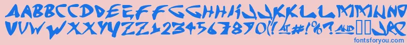 fuente J Random C – Fuentes Azules Sobre Fondo Rosa