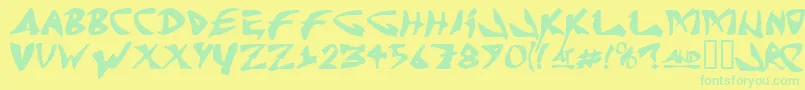 フォントJ Random C – 黄色い背景に緑の文字