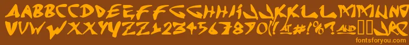 J Random C Font – Orange Fonts on Brown Background