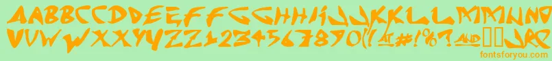 J Random C Font – Orange Fonts on Green Background