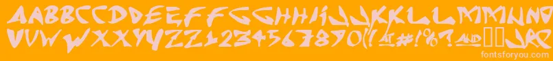 J Random C Font – Pink Fonts on Orange Background