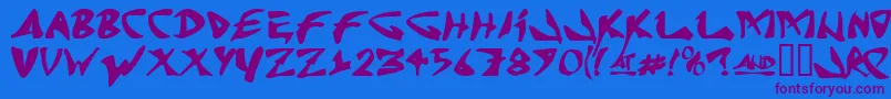 J Random C Font – Purple Fonts on Blue Background