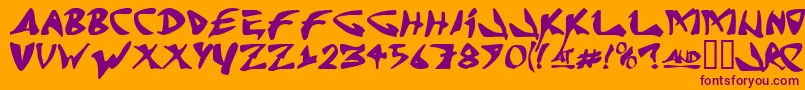 J Random C Font – Purple Fonts on Orange Background