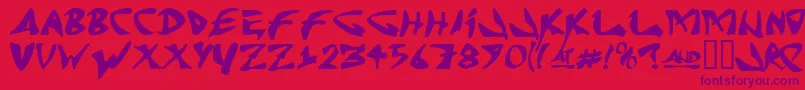 J Random C Font – Purple Fonts on Red Background