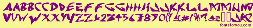 J Random C Font – Purple Fonts on Yellow Background