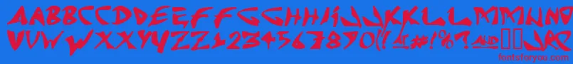 フォントJ Random C – 赤い文字の青い背景