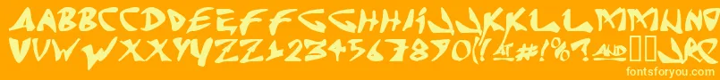 J Random C Font – Yellow Fonts on Orange Background
